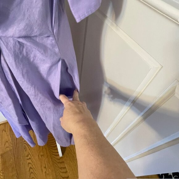 Lauren Ralph Lauren 100%  Linen Tie Waist Shirtdress Midi Lavender Plus Size 18 - Picture 4 of 9